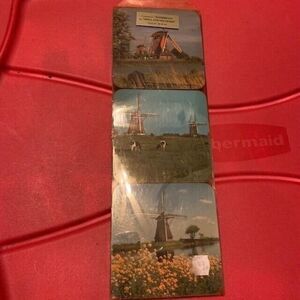 HOLLAND SOUVENIR WINDMILLS COASTERS SET OF 6 NEW